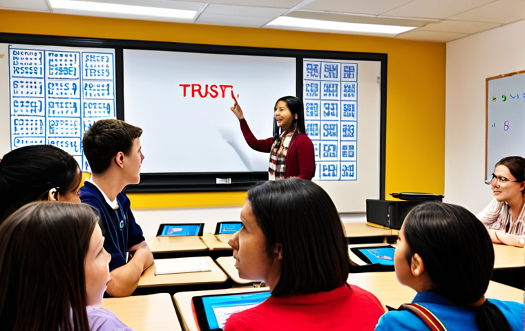 **Prompt 1:** A diverse group of students engaging with a TESOL teacher in a secure online classroom setting. The image should subtly convey themes of digital privacy and data security, perhaps with blurred personal details on screens or symbolic lock icons, while maintaining a sense of trust and professional boundaries between the teacher and students. The overall atmosphere is one of a safe and confidential learning environment.