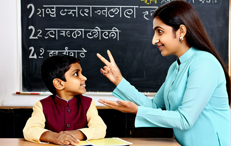 The Empathetic Teacher**

"A professional female TESOL teacher, wearing a modest salwar kameez, patiently helping a young student with their English pronunciation. Classroom setting with colorful educational posters in the background. Fully clothed, appropriate attire, safe for work, family-friendly. Perfect anatomy, correct proportions, natural pose, well-formed hands, proper finger count. High-quality, professional photography, warm lighting."

**