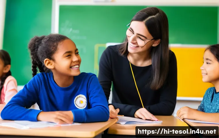 TESOL 학습자 분석 방법 - **Prompt:** A vibrant, sunlit TESOL classroom where students are actively engaged in learning throug...